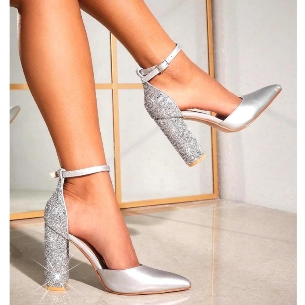 Silver Metallic Glitter Bridal Shoe